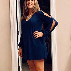 Goory blue split sleeves dress